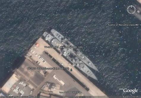 Google Earth下的日本海军驱逐舰