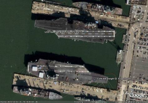 Google Earth曝光美国航空母舰