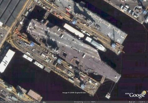 Google Earth曝光美国航空母舰