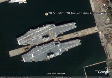Google Earth曝光美国航空母舰