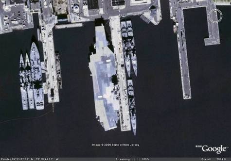 Google Earth曝光美国航空母舰