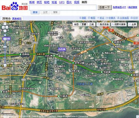 百度地图推出卫星地图
