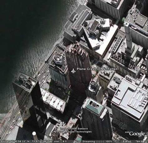 纽约小飞机撞楼事故的Google Earth地标文件