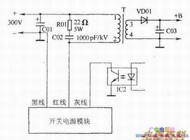 用开关电源模块维修开关电源时的接线示意图