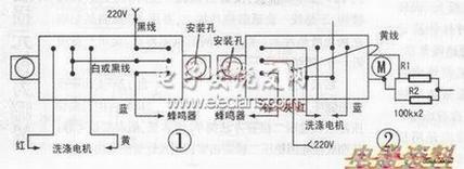 五线电子定时器内部构造及引出线如图
