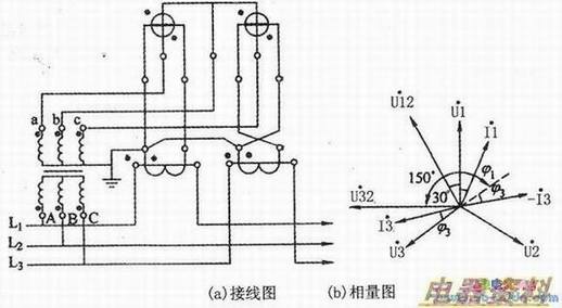 三相三线有功电能表L3相电流互感器极性接反的线路