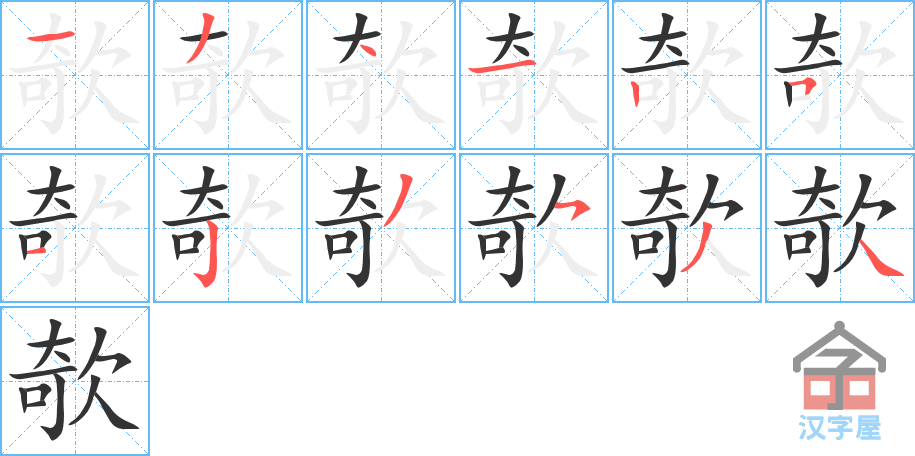 ��쥡��ı�˳�ֲ���ʾ��һ��һ��д�֣�