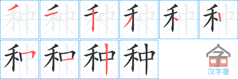 ���֡��ı�˳�ֲ���ʾ��һ��һ��д�֣�