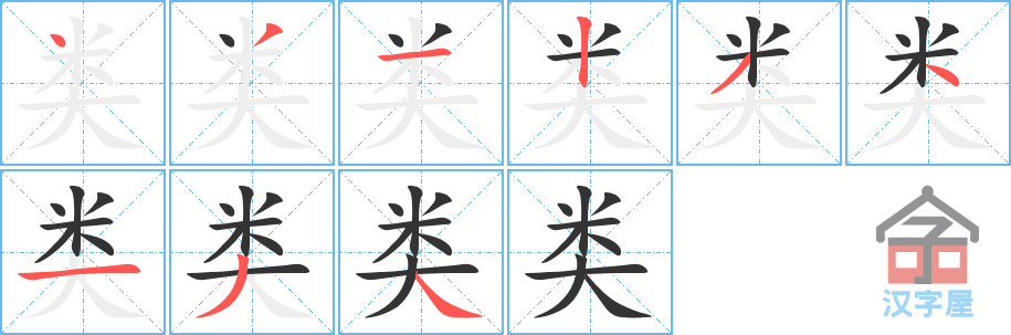 ���ࡷ�ı�˳�ֲ���ʾ��һ��һ��д�֣�