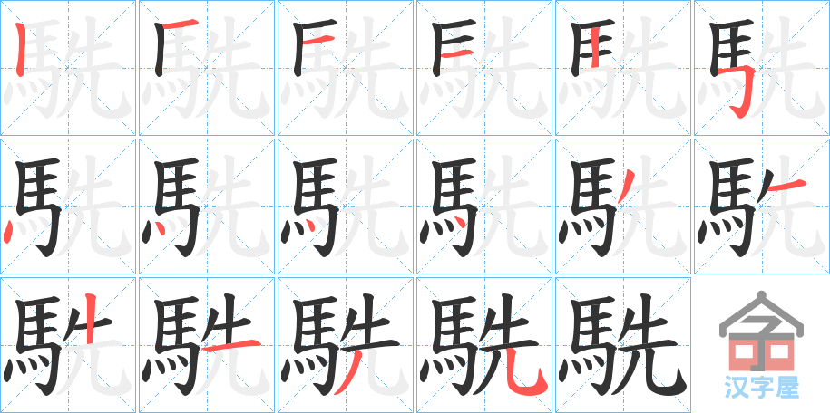 ��񑡷�ı�˳�ֲ���ʾ��һ��һ��д�֣�