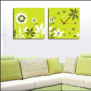 创意设计 装饰画与挂钟巧妙融为一体